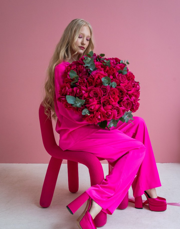 Французская роза «Pink floud»  45 штук купить по цене 10 950 руб. с быстрой доставкой | Маркет-цветов